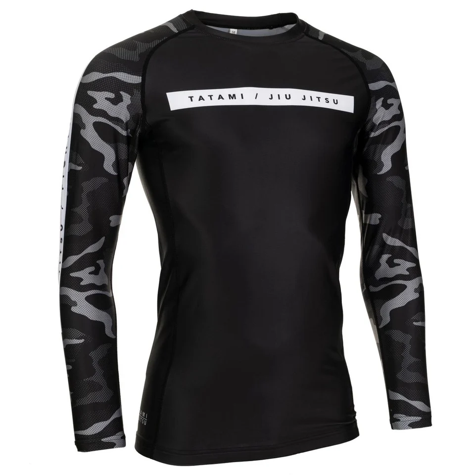 Tatami Rival Men's Long Sleeve Rash Guard - Black & Camo